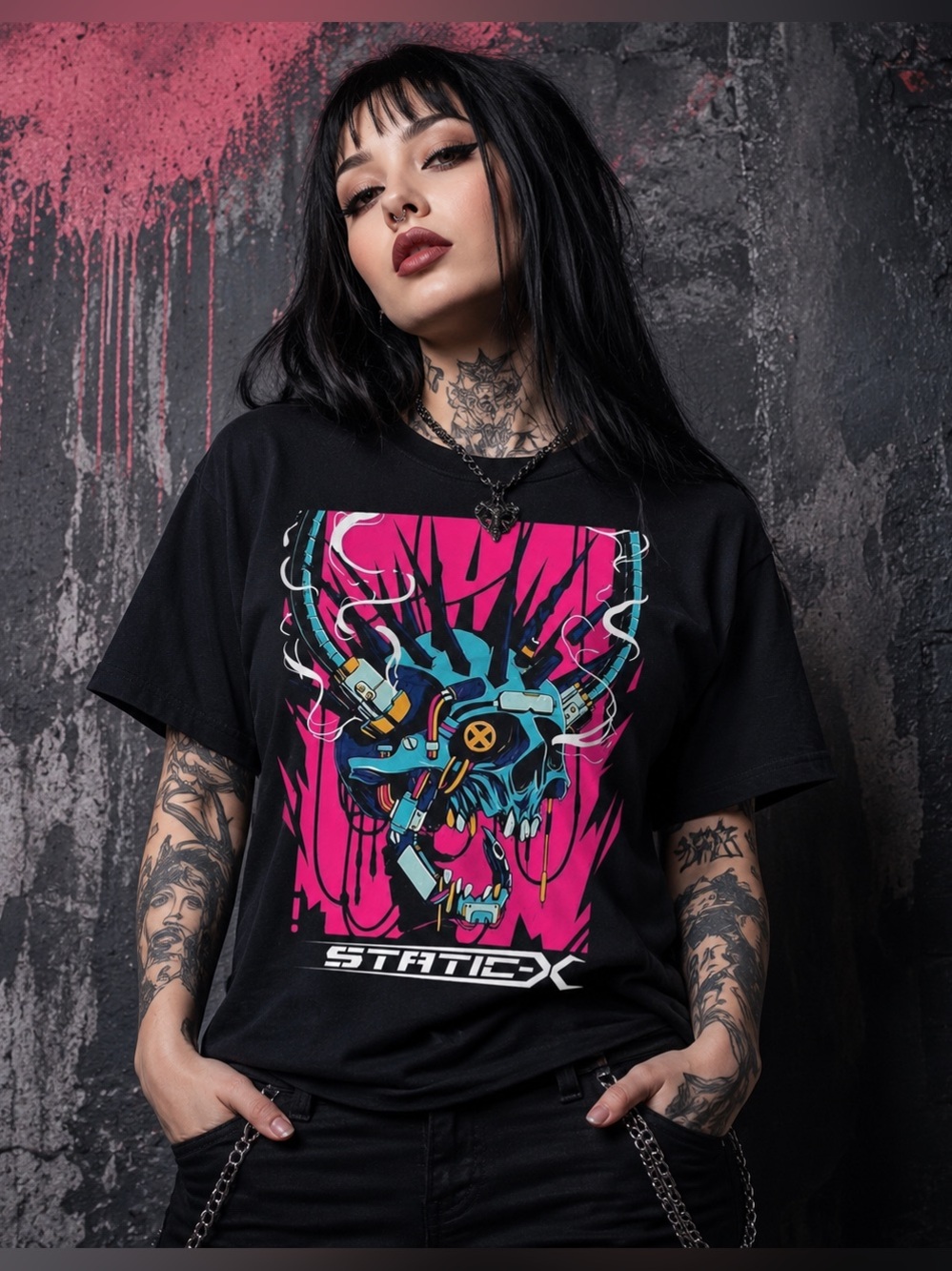 Static X Industrial Metal Cotton Black All Size T Shirt, Size S to 3XL